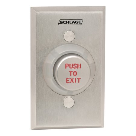 SCHLAGE ELECTRONICS 1-1/4-in Button, Single Gang, Aluminum Button Engraved -inPUSH TO EXIT-in, Double Pole Double Throw 621AL EX DP